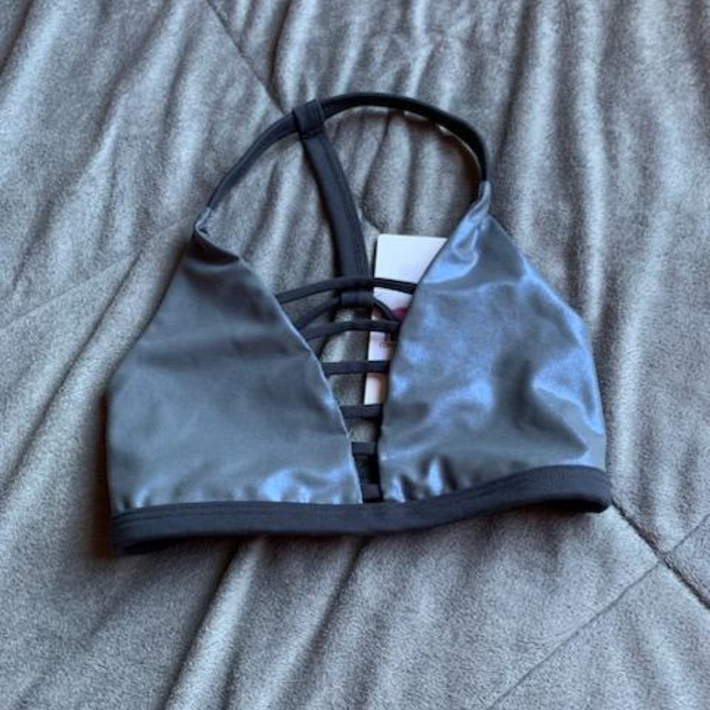 Body Language Simone Reversible Sports Bra NWT Pearl/GunMetal - Picture 5 of 11